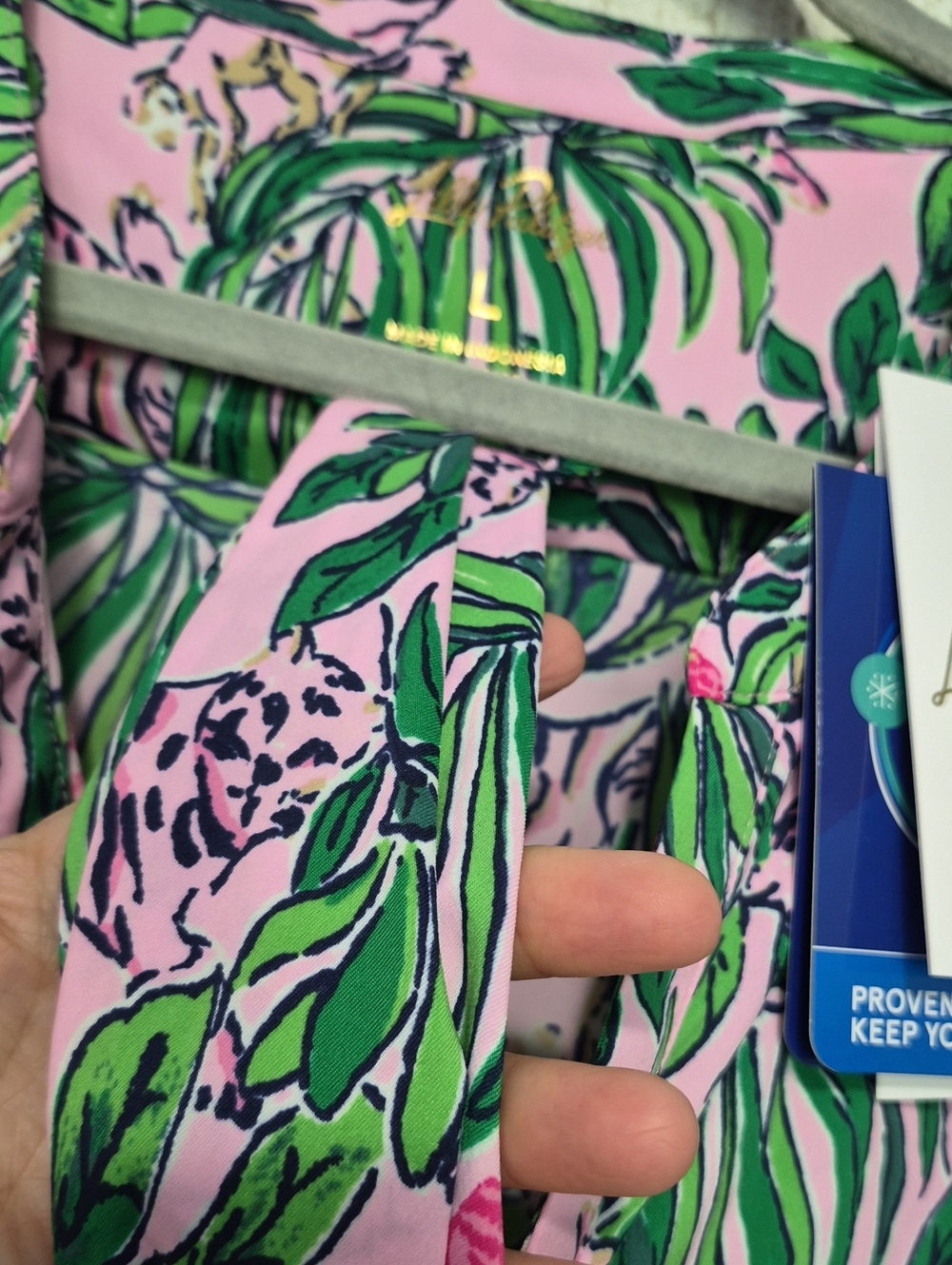 Lilly Pulitzer Ensley UPF 50+ Dress Roaring With Joy Pink Green Size L NWT - Picture 7 of 13